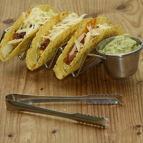 Soporte Para Tacos De Acero Inoxidable, 3 Rejillas, En Forma