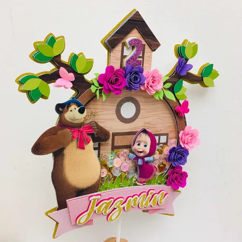 comprar Cake Toppers Deco Torta Masha Y El Oso Shaker 3d