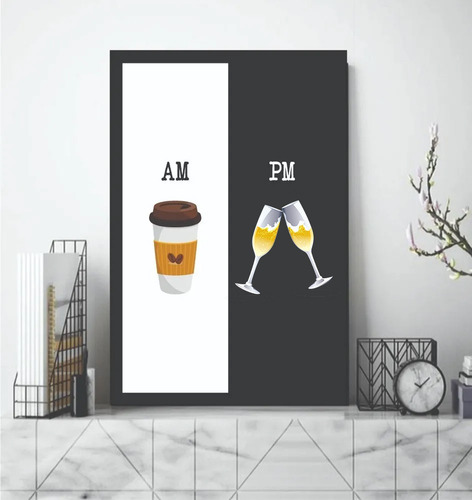 Quadro Com Moldura Cozinha Café Am Espumante Pm Taças Decor
