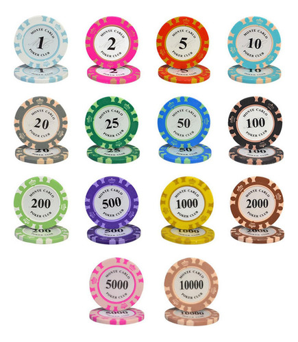 Fa 100 Piezas De Fichas De Juego De Póquer Profesional Aabc