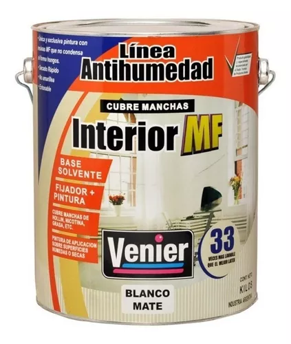 Pintura Antihumedad Venier Mf Interior X33 + Lavable 25k M M