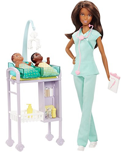 Carreras De Barbie Baby Doctor Doll Playset, Morena