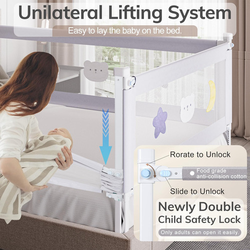 Bed Rail Omzer Para Crianças Pequenas, Pacote Com 3 Fechadur