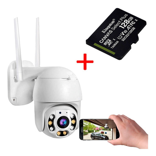 Camara Ip Exterior Wifi Sensor De Movimiento + Memoria 128gb