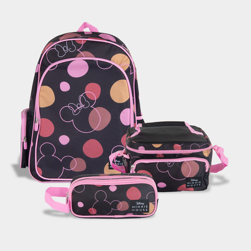 Set 3pzs Mochila Junior Artesco Ar16376009  Minnie Negro