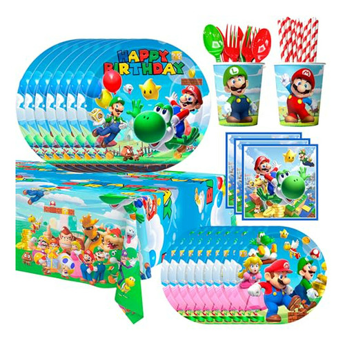 Fiesta De Cumpleaños Super Mario, 161 Piezas - Compatible Co