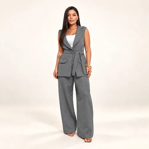 Conjunto Alfaiataria Boss Colete E Calça Pantalona Social