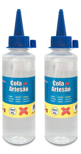 2 Cola De Silicone Líquida Artesanato Eva Isopor Couro 100ml