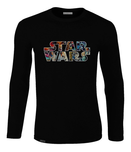 Camiseta Manga Larga Peliculas 80s Star Wars Logo Hombre Lbo