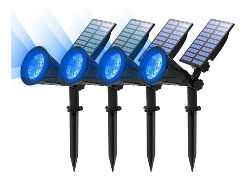 Azul Solar Focos, 4 Led Solar Paisaje Spot Luces Al Air...