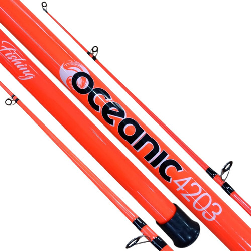 Caña Pesca Lance Mar Waterdog Oceanic 420 3 Tramos Color Naranja