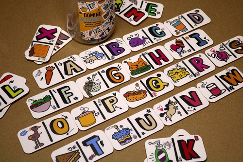 Imagen 8 de 8 de Domino Abecedario Juego Didáctico Fichas De Madera