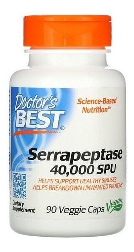 Suplemento en cápsula Doctor's Best  Serrapeptase enzima serrapeptasa en pote 90 un