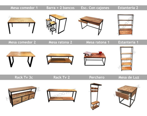 Imagen 8 de 8 de Mesa De Arrimo Auxiliar Living Hierro Madera - Horacio Home