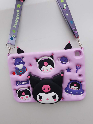 Funda para tableta Kuromi para Samsung A8 (10.5 pulgadas) X200/x205, 3D Kuromi Purple, silicona