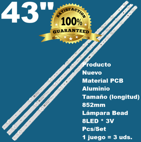 3 Tiras De 8 Leds Compatible Con Ptv4317iled Ptv4317iled
