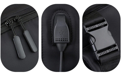 Imagen 8 de 8 de Mochila Portafolio Urbano Usb Porta Notebook Con Correa