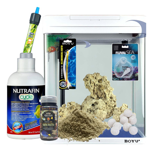 Kit Todo Incluído Para Iniciar Acuario Agua Salada  De 32klt