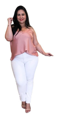 Calça Jeans Feminina Plus Size Branca Uniforme Do 34 A 60