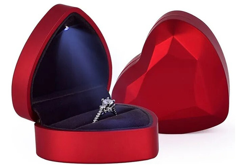 Caja De Anillo Creativa Con Forma De Corazón, Joyero Con