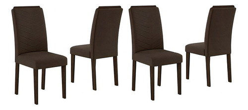 Conjunto 4 Cadeiras Lisboa Imbuia/ Marrom Cor Imbuia/marrom 04 Cor Da Estrutura Da Cadeira Imbuia Desenho Do Tecido Liso