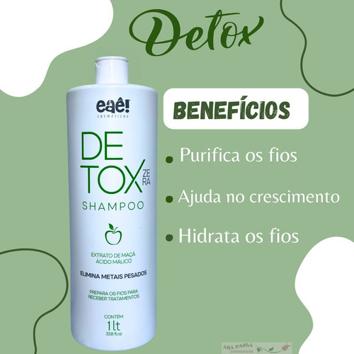 Shampoo Detox Maçã Verde 1l Limpeza E Tratamento Capilar Eaê