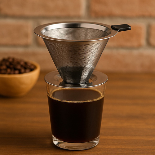 Coador De Café Mini Filtro Reutilizável Inox Chá Sem Papel