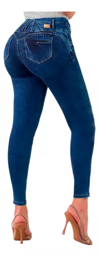 Jeans Mujer Pantalón Colombiano Mezclilla Strech Push Up 01a