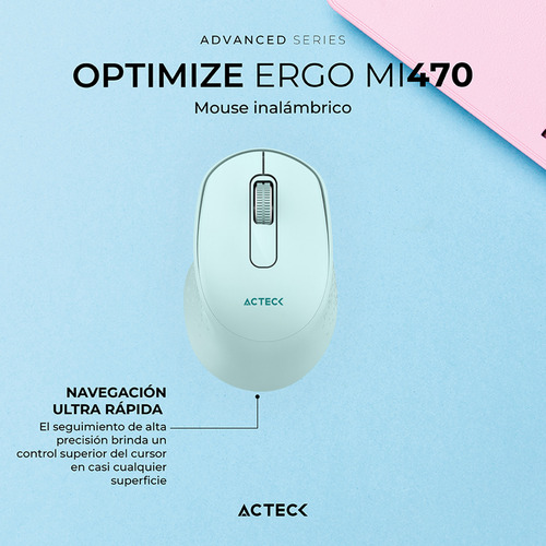Mouse Acteck Ergo Mi470 1600dpi Inalambrico Usb 2.4 Ghz