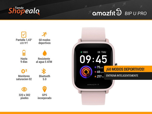 Imagen 7 de 10 de Smartwatch Reloj Amazfit Basic Bip U Pro 1.43 Rosa Gps -*