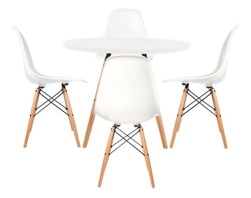 Juego Comedor Eames Mesa Redonda 120cm + 4 Sillas Eames