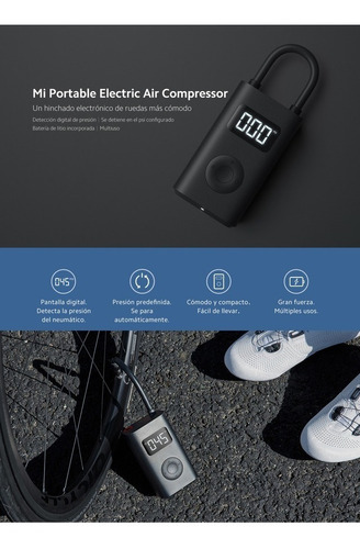Imagen 4 de 5 de Compresor De Aire Xiaomi Portatil Air Pump Inflador Ruedas
