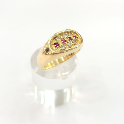Anillo Tipo Sello Oro 18kts Cubics 4,3grs N°14 Brumat