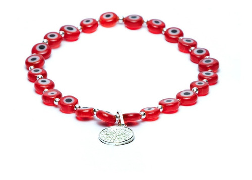 Imagen 4 de 4 de Pulsera Protección Ojo Turco Rojo, San Benito Ycuentas Plata