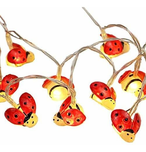 Guirnaldas Luminosas - Ladybugs Fairy String Lights, 20 Red 