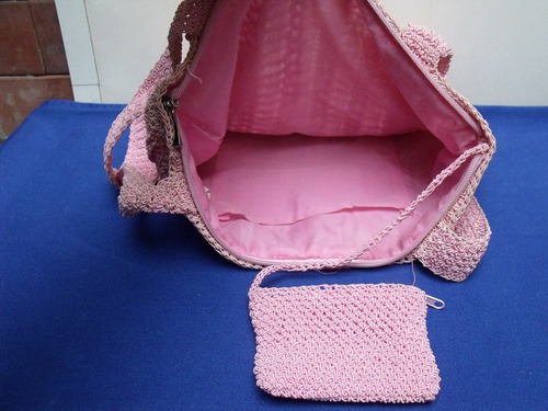 Cartera Rosa Tejido Crochet - Vintage