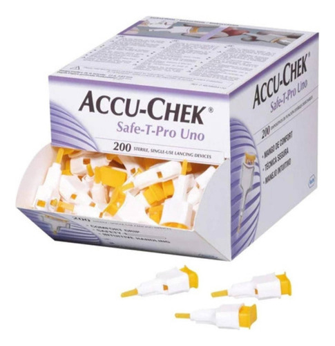 200 Lancetas Desechables Accu Chek Safe T Pro Uno
