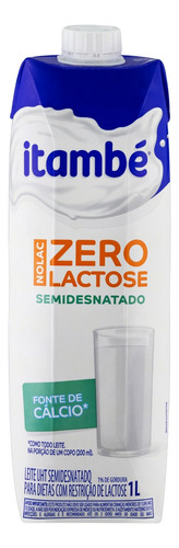 Leite UHT Semidesnatado Zero Lactose Itambé Nolac Caixa com Tampa 1l