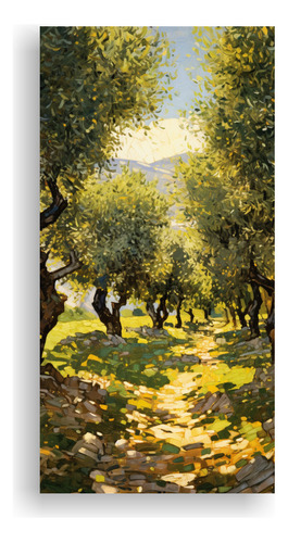 25x50cm Paisaje Olivar Sol Difuminado - Decocuadros Flores