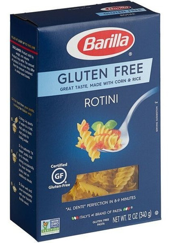 Barilla Pasta Rotini Gluten Free 8 Cajas 340grs.