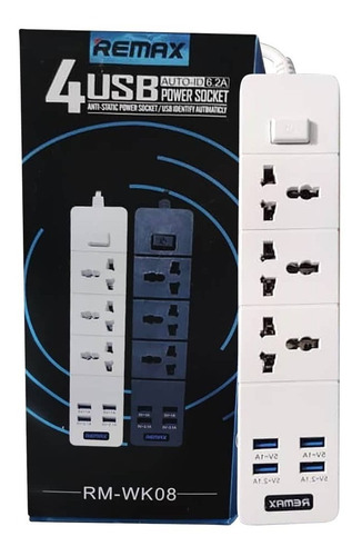 Imagen 1 de 2 de Regleta Universal 4 Puertos Usb Nueva Europeo Chino