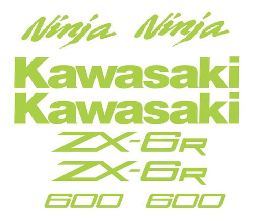 Kit Adesivo Emblema Amarelo Compatível Moto Zx-6r 600 Kit024 Cor MOTO NINJA ZX-6R 600