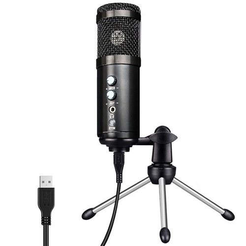 Microfono Condenser Usb Profesional Estudio Streaming Pc A9 Color Negro