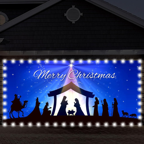 Preboun Cartel De Navidad Religiosa Para Puerta De Garaje Co