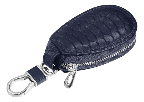 Snake Pattern Car Key Case Zipper Bag With Key Chain Faux Le
