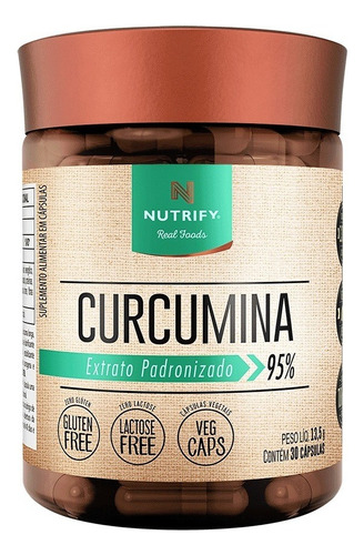 Curcumina Extrato De Cúrcuma Vegan 30cps Nutrify - Original Sabor Neutro