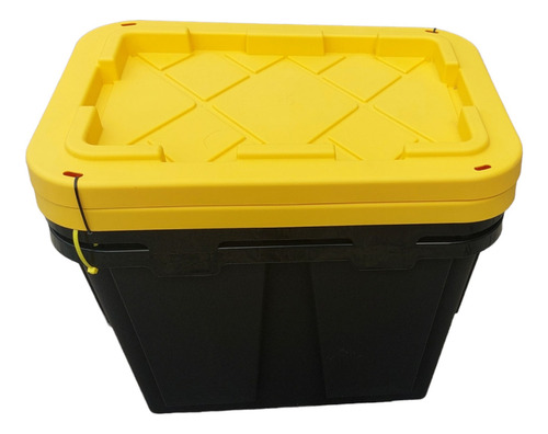 Greenmade 2 Cajas Plástico Uso Rudo Almacenamiento 45 L C/u Color Negra Con Amarillo Liso