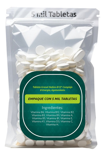 Tableta Granel Nubion B12® Complejo B Energía, Agotamiento Sabor Sin Sabor