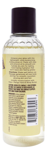 Aceite Corporal Burts Bees Shea Plus Mango Glowing, Unisex,
