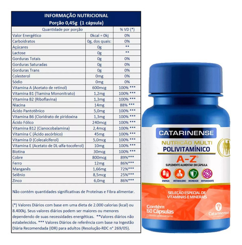 Combo Vitaminas De A-z E Energia Polivitaminico Catariense